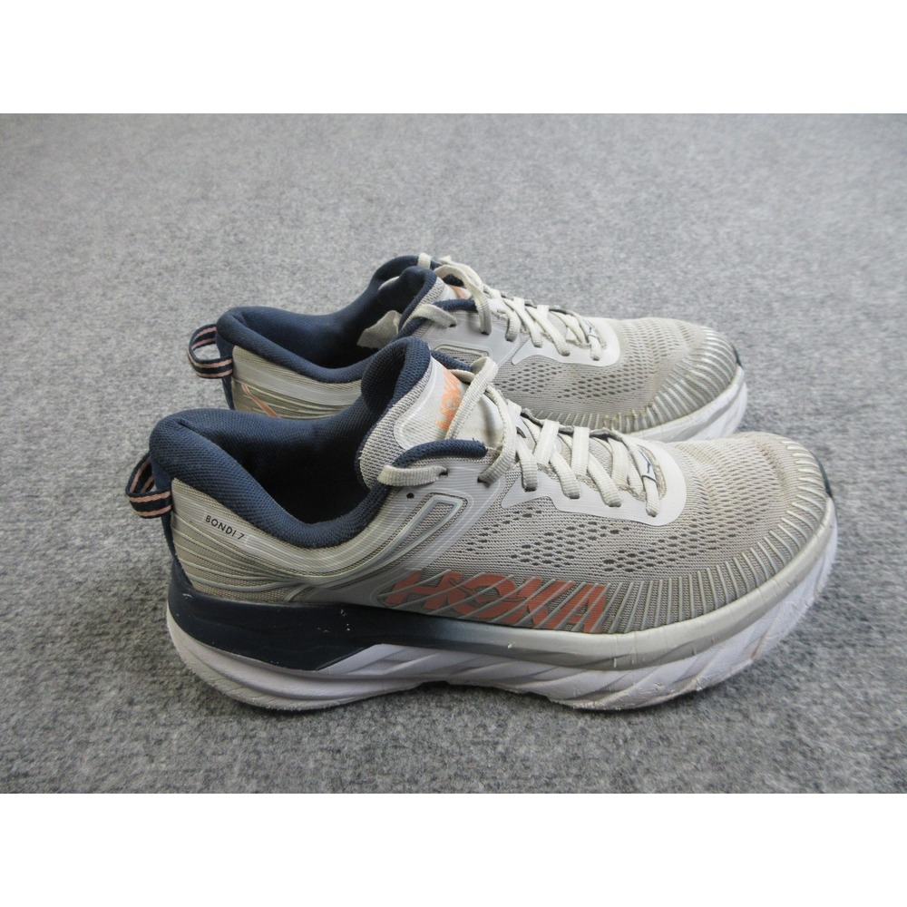 Hoka One One Bondi 7 Shoes Womens Size 9.5 Gray Running Cushioned Sneakers